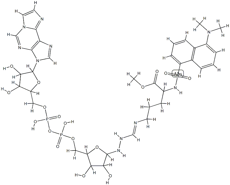 N(alpha)-dansyl-N(omega)-1,N(6)-etheno-ADP-ribosylarginine methyl ester Struktur