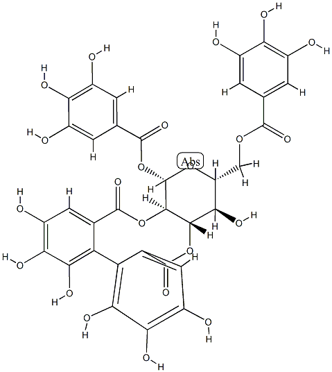 1-O,6-O-Digalloyl-2-O,3-O-[(2,2',3,3',4,4'-hexahydroxy[1,1'-biphenyl]-6,6'-diyl)dicarbonyl]-β-D-glucopyranose Struktur