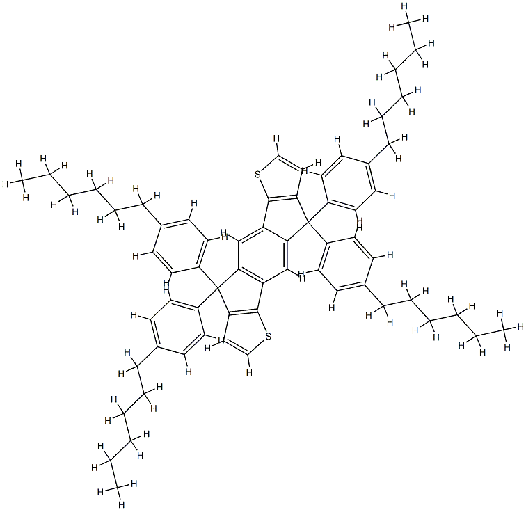 4,9-Dihydro-4,4,9,9-tetrakis(4-hexylphenyl)-s-indaceno[1,2-b:5,6-b']dithiophene Struktur