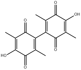 4,4'-Dihydroxy-2,2',5,5'-tetramethyl-1,1'-bi[1,4-cyclohexadiene]-3,3',6,6'-tetrone Struktur