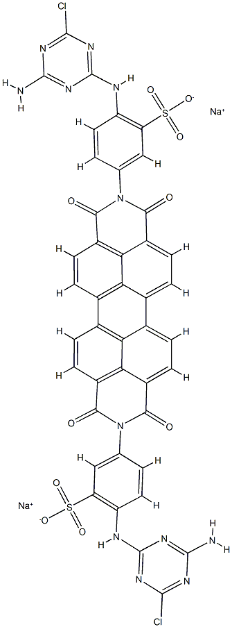 Benzenesulfonic acid, 3,3'-(1,2,3,8,9,10-hexahydro- 1,3,8,10-tetraoxoanthra[2,1,9-def:6,5,10-d'e'f' ]diisoquinoline-2,9-diyl)bis[6-[(-amino-6-chlor o-8-triazin-2-yl)amino]-, disodium salt Struktur