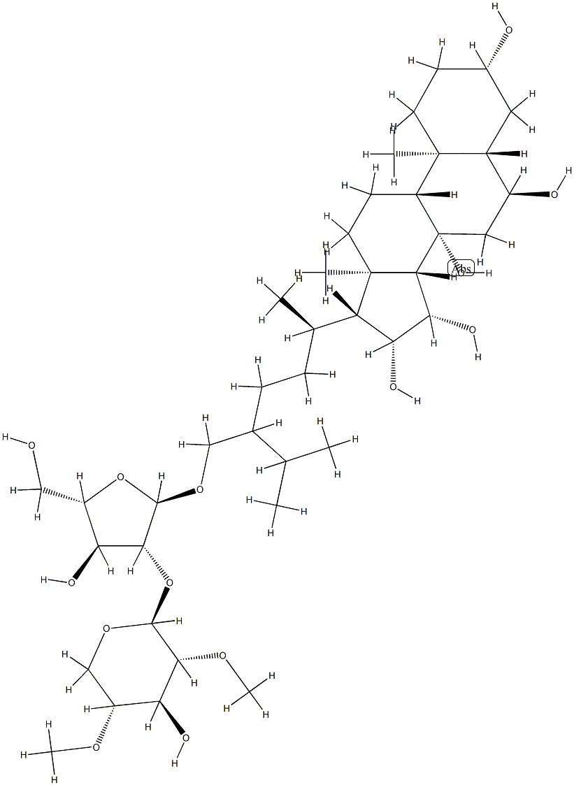 (24ξ)-28-[[2-O-(2-O,4-O-Dimethyl-β-D-xylopyranosyl)-α-L-arabinofuranosyl]oxy]-5α-ergostane-3β,6α,8,15β,16β-pentaol Struktur