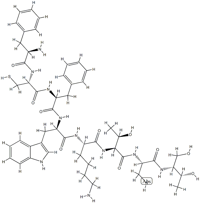 (2R,3R)-2-[(D-Phe-L-Cys-L-Phe-D-Trp-L-Lys-L-Thr-L-Cys-)Amino]-1,3-butanediol Struktur