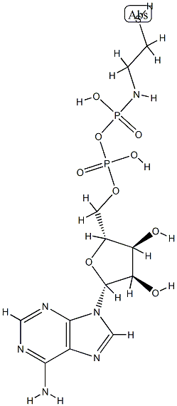 P(1)-(5'-adenosyl)-P(2)-N-(2-mercaptoethyl)diphosphoramidate Struktur