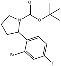 tert-butyl 2-(2-bromo-4-fluorophenyl)pyrrolidine-1-carboxylate Struktur