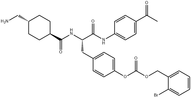 4-aminomethylcyclohexanecarbonyl-O-2-bromobenzyloxycarbonyltyrosine 4-acetylanilide Struktur