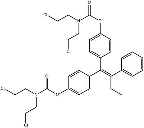 1,1-bis(4-(N,N-bis-2-chloroethylcarbamoyloxy)phenyl)-2-phenylbut-1-ene Struktur