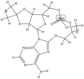 methyl 8-(2''-hydroxyethoxy)-2',3'-O-isopropylideneadenosine-5',2''-phosphate Struktur