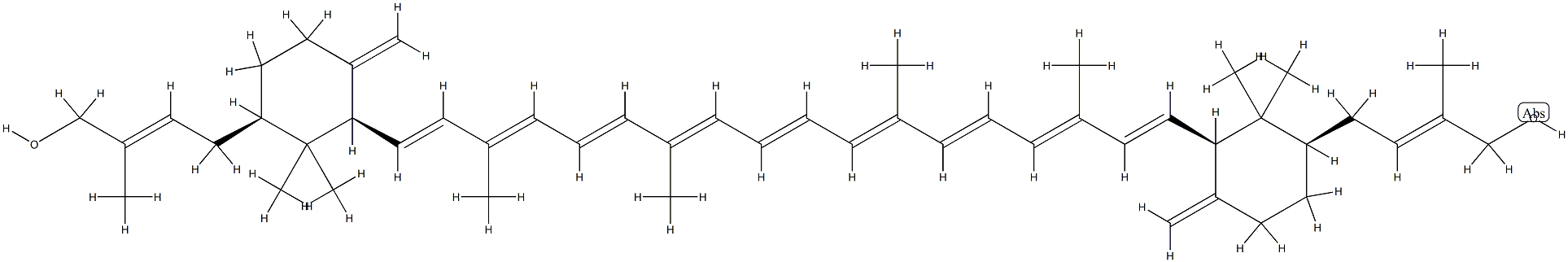 (2R,2'R,6R,6'R)-5,5',18,18'-Tetradehydro-5,5',6,6'-tetrahydro-2,2'-bis[(E)-4-hydroxy-3-methyl-2-butenyl]-β,β-carotene Struktur