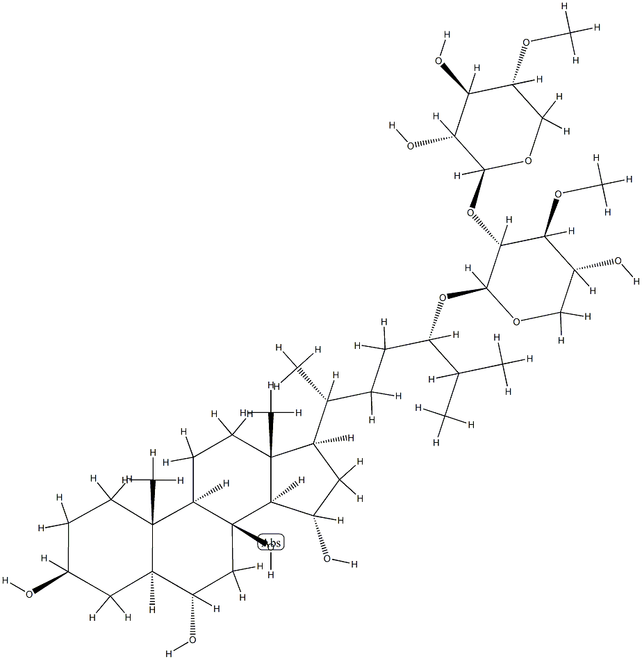 (24S)-24-[3-O-Methyl-2-O-(4-O-methyl-β-D-xylopyranosyl)-β-D-xylopyranosyloxy]-5α-cholestane-3β,6α,8,15α-tetraol Struktur