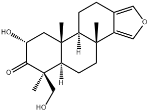 (5α,9α,10β)-2α-Hydroxy-4β-(hydroxymethyl)-4,8β-dimethyl-18-nor-16-oxaandrosta-13(17),14-diene-3-one Struktur