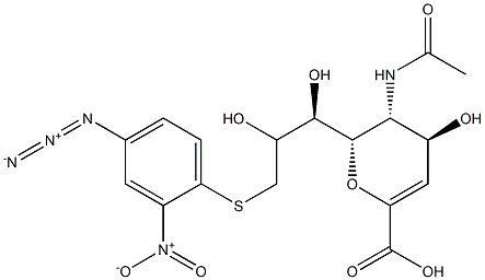 9-S-(4-azido-2-nitrophenyl)-5-acetamido-2,6-anhydro-2,3,5,9-tetradeoxy-9-thioglycerogalactonon-2-enonic acid Struktur