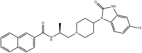 N-[(1S)-2-[4-(5-Chloro-2,3-dihydro-2-oxo-1H-benzimidazol-1-yl)-1-piperidinyl]-1-methylethyl-2-naphthalenecarboxamide Struktur