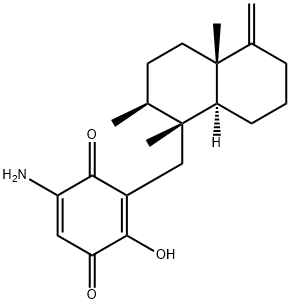 3-[[(1S,8aβ)-Decahydro-1,2α,4aα-trimethyl-5-methylenenaphthalen]-1β-ylmethyl]-2-hydroxy-5-amino-2,5-cyclohexadiene-1,4-dione Struktur