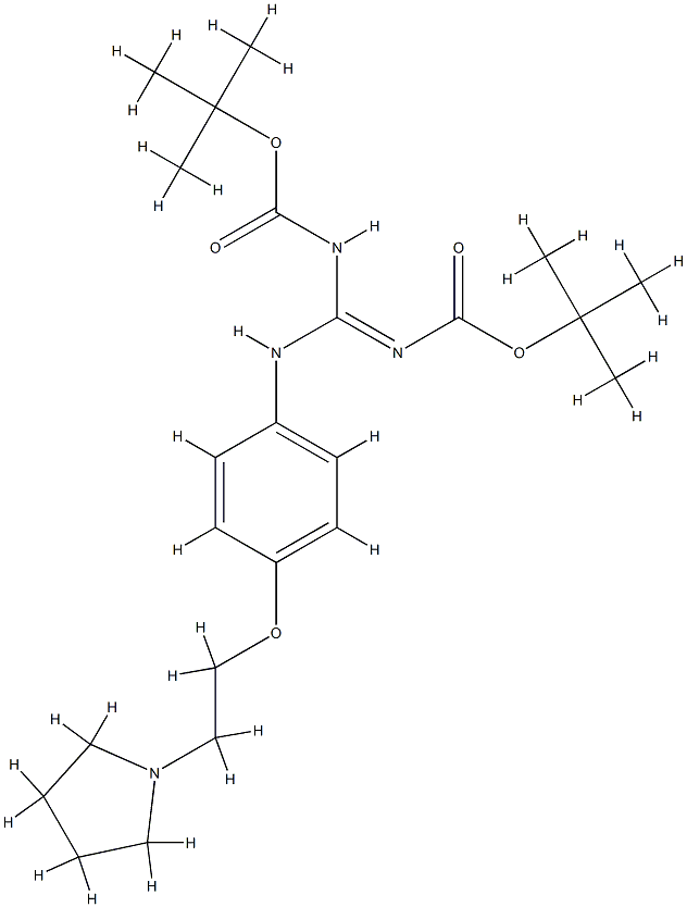 CarbaMic acid, N-[[[(1,1-diMethylethoxy)carbonyl]aMino][[4-[2-(1-pyrrolidinyl)ethoxy]phenyl]aMino]Methylene]-, 1,1-diMethylethyl ester, [N(Z)]- Struktur