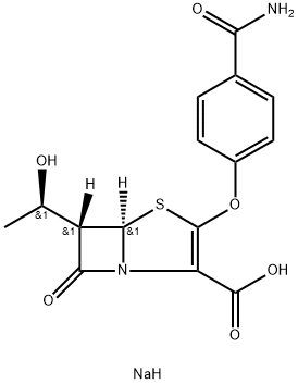 (5R,6S)-3-(4-Carbamoylphenoxy)-6β-[(R)-1-hydroxyethyl]-7-oxo-4-thia-1-azabicyclo[3.2.0]hept-2-ene-2-carboxylic acid sodium salt Struktur