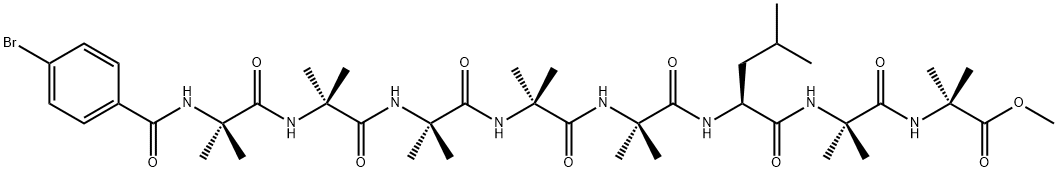 4-bromobenzoyl-(alpha-aminoisobutyric acid)(5)-leucyl-(alpha-aminoisobutyric acid)(2)-methoxy Struktur