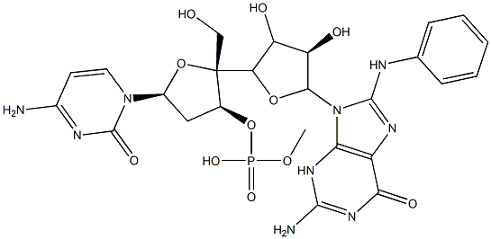 N-(deoxycytidylyl-(3'-5')-guanosin-8-yl)aniline Struktur