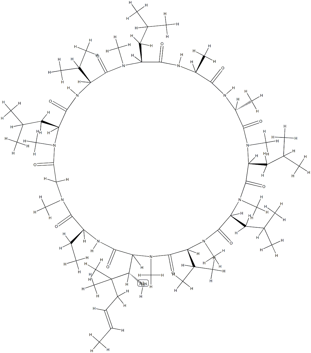 cyclosporin A, 4-(2-butenyl)-4,4,N-trimethylthreonine(1)- Struktur