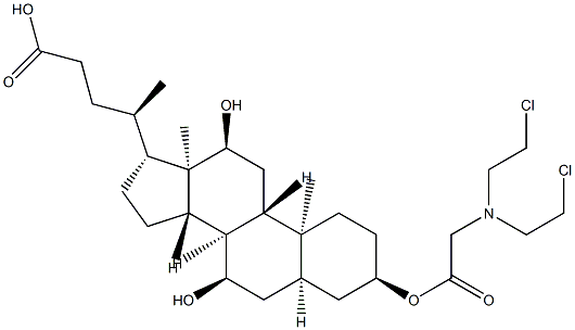 3α-[[[Bis(2-chloroethyl)amino]acetyl]oxy]-7α,12α-dihydroxy-5β-cholan-24-oic acid Struktur