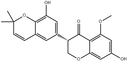 (S)-5-Methoxy-2,3-dihydro-3α-(8-hydroxy-2,2-dimethyl-2H-1-benzopyran-6-yl)-7-hydroxy-4H-1-benzopyran-4-one Struktur