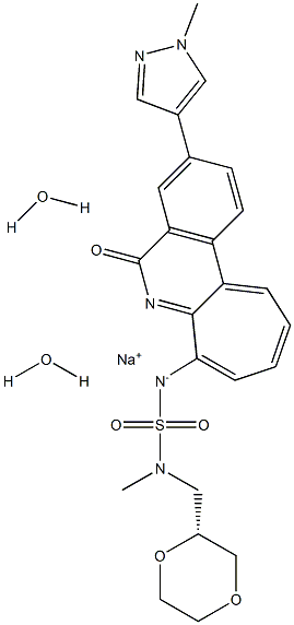 SulfaMide, N-[(2R)-1,4-dioxan-2-ylMethyl]-N-Methyl-N'-[3-(1-Methyl-1H-pyrazol-4-yl)-5-oxo-5H-benzo[4,5]cyclohepta[1,2-b]pyridin-7-yl]-, sodiuM salt, hydrate (1:1:2) Struktur