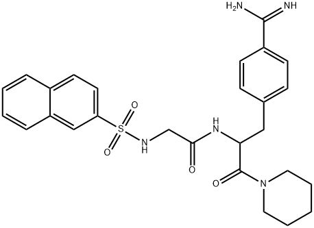 rac-1-[(R*)-N-[N-(2-Naphtylsulfonyl)glycyl]-2-[4-(aminoiminomethyl)benzyl]glycyl]piperidine Struktur