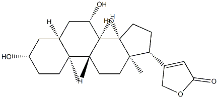 3β,7β,14-Trihydroxy-5β-card-20(22)-enolide Struktur