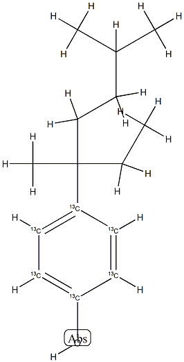 3,6,3-Nonylphenol-13C6,  363-NP-13C6,  4-(1-Ethyl-1,4-dimethylpentyl)phenol-13C6  (ring-13C6) Struktur