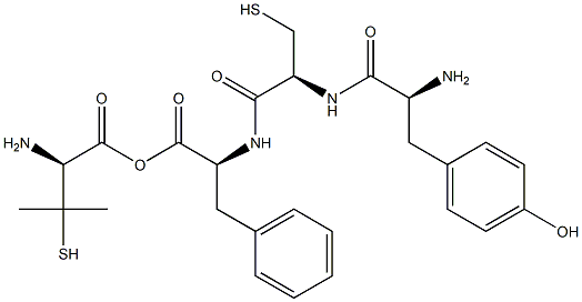 H-tyrosyl-cyclo(cysteinyl-phenylalanyl-penicillaminyl)-OH Struktur