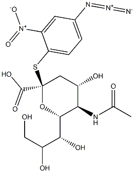 (4-azido-2-nitrophenyl)-5-acetamido-2,3,5-trideoxy-2-thioglycerogalacto-2-nonulopyranosidonic acid Struktur