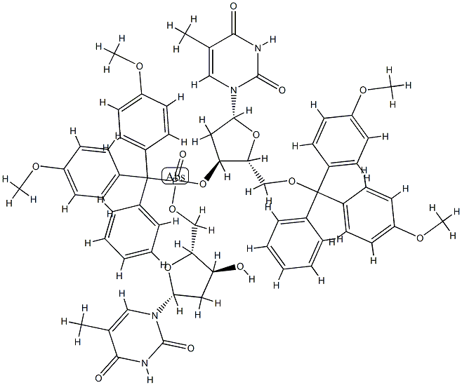 5'-O-(4,4'-dimethoxytriphenylmethyl)dithymidyl (3',5')-4,4'-dimethoxytriphenylmethanephosphonate Struktur