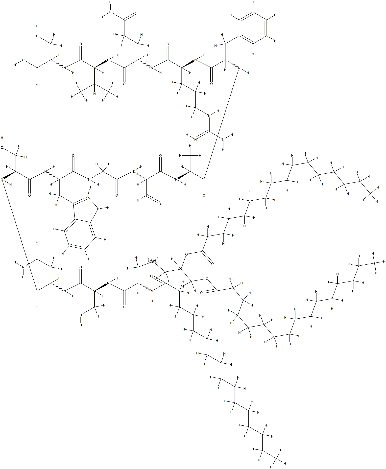 palmitoyl(3)-cysteinyl-seryl-(HIV-2(593-603)cyclic disulfide) Struktur