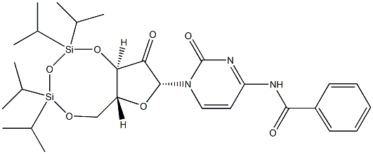 Cytidine, N-benzoyl-2^-deoxy-2^-oxo-3^,5^-O-[1,1,3,3-tetrakis(1-Methylethyl)-1,3-disiloxanediyl]- Struktur