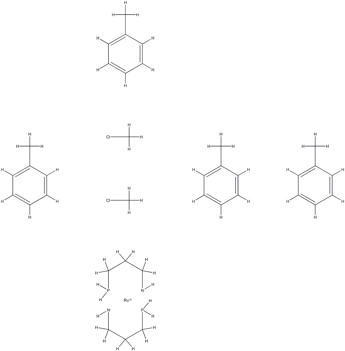 Dichlorobis[3-(diphenylphosphino]propylamine]ruthenium(II) Struktur