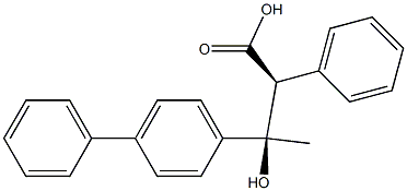 beta-Hydroxy-beta-methyl-alpha-phenyl-(1,1'-biphenyl)-4-propanoic acid, (R',S')-(+)- Struktur