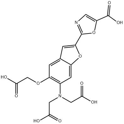 2-(2-(5-carboxy)oxazole)-5-hydroxy-6-aminobenzofuran-N,N,O-triacetic acid Struktur