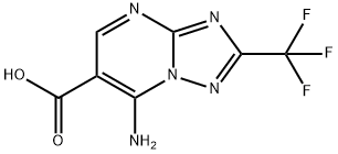 7-amino-2-(trifluoromethyl)[1,2,4]triazolo[1,5-a]pyrimidine-6-carboxylic acid(SALTDATA: FREE) Struktur