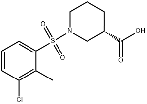 1-(3-Chloro-2-methyl-benzenesulfonyl)-(S)-piperidine-3-carboxylic acid Struktur