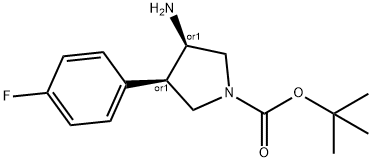 1-PYRROLIDINECARBOXYLIC ACID, 3-AMINO-4-(4-FLUOROPHENYL)-, 1,1-DIMETHYLETHYL ESTER, (3R,4R)-REL- Struktur