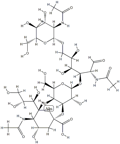 N-acetylneuraminyl(2-3)galactosyl(1-3)-N-acetylglucosyl(1-6)-N-acetylgalactose Struktur