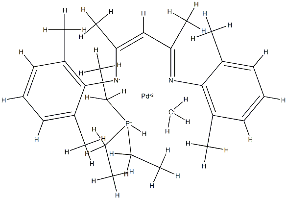 N,N'-[Bis(2,6-diMethylphenyl)-1,3-diMethyl-1,3-propanediylidene](Methyl) (triethylphosphine)palladiuM(II), Min. 97% Struktur