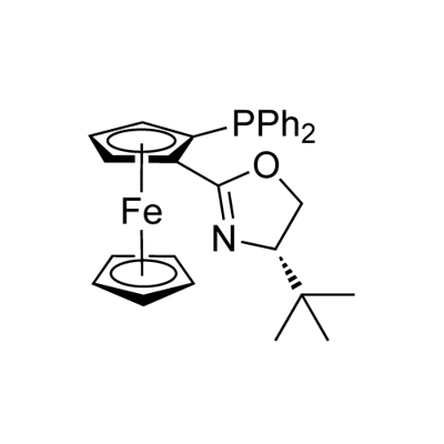 (R)-4-tert-Butyl-2-[(SP)-2-(diphenylphosphino)ferrocenyl]-2-oxazoline Struktur