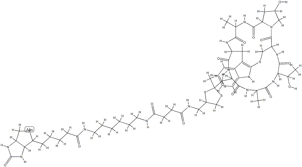 4-(3-(biotinylaminohexamethylenaminocarbonyl)propanoylaminomethyl)-2-methyl-1,3-dithiolane-2-yl-(Ala(7))phalloidin Struktur