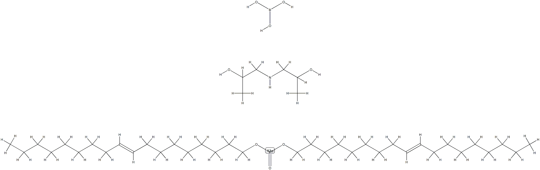 Phosphonic acid, di-9-octadecenyl ester, polymers with boric acid and diisopropanolamine N-tallow alkyl derivs. Struktur