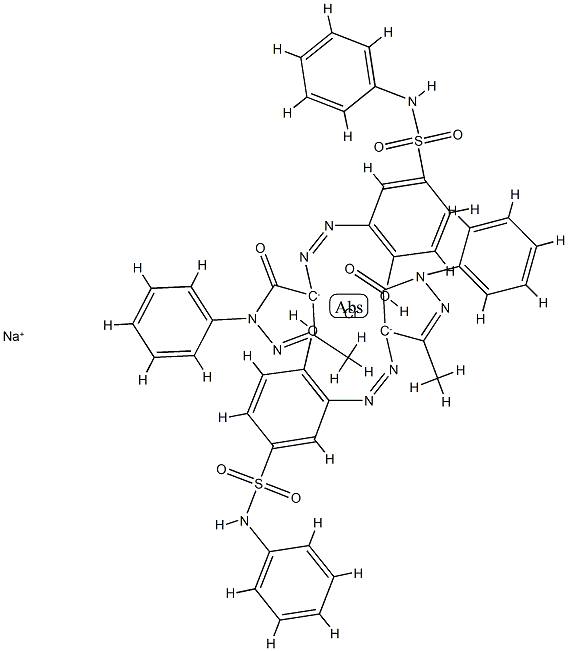 Chromate(1-), bis[3-[(4,5-dihydro-3-methyl- 5-oxo-1-phenyl-1H-pyrazol-4-yl)azo]-4-hydroxy -N-phenylbenzenesulfonamidato(2-)]-, sodium Struktur