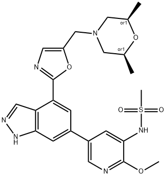 MethanesulfonaMide, N-[5-[4-[5-[[(2R,6S)-2,6-diMethyl-4-Morpholinyl]Methyl]-2-oxazolyl]-1H-indazol-6-yl]-2-Methoxy-3-pyridinyl]-, rel- price.