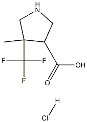 4-Methyl-4-trifluoromethyl-pyrrolidine-3-carboxylic acid hydrochloride Struktur