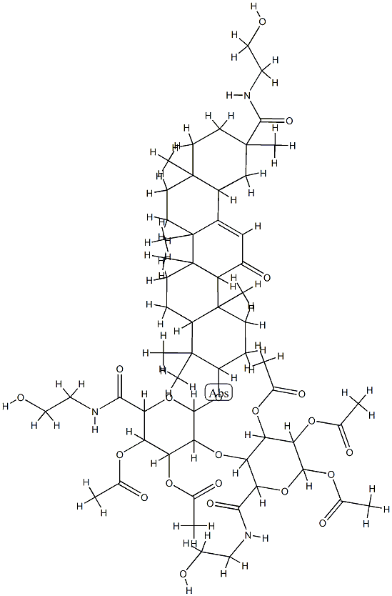 [3,4-diacetyloxy-5-[4,5-diacetyloxy-6-(2-hydroxyethylcarbamoyl)-2-[[11 -(2-hydroxyethylcarbamoyl)-4,4,6a,6b,8a,11,14b-heptamethyl-14-oxo-2,3, 4a,5,6,7,8,9,10,12,12a,14a-dodecahydro-1H-picen-3-yl]oxy]oxan-3-yl]oxy -6-(2-hydroxyethylcarbamoyl)oxan-2-yl] acetate Struktur