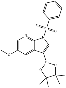 1H-Pyrrolo[2,3-b]pyridine, 5-methoxy-1-(phenylsulfonyl)-3-(4,4,5,5-tetramethyl-1,3,2-dioxaborolan-2- Struktur